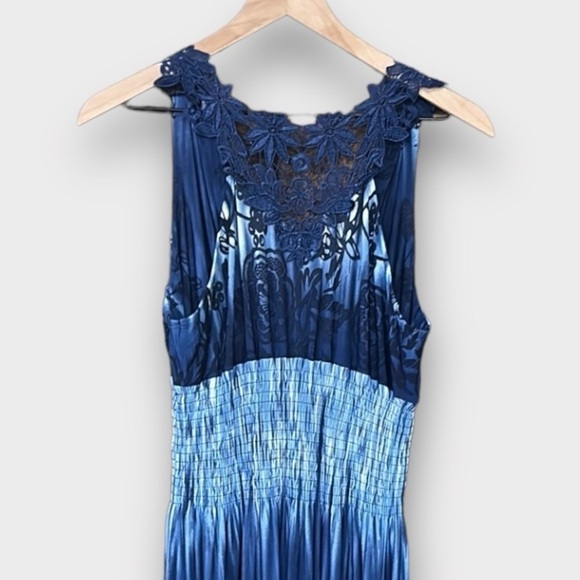 CM Resort Wear Beach Maxi Haltar Dress Blue Size XL - Picture 2 of 12